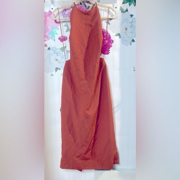 Bardot Elegant Rust Halter Dress‎ Sz L - Picture 2 of 8